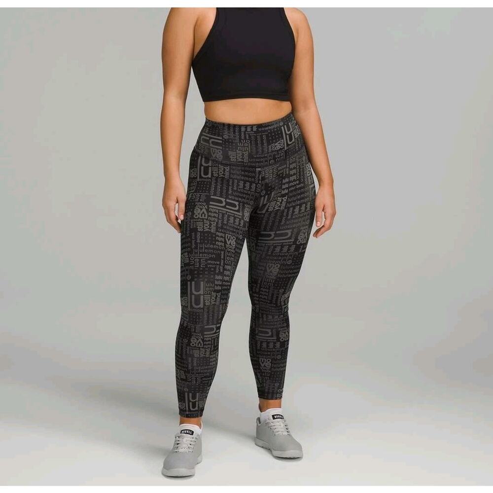 Lululemon Leggings Womens 2 Wunder Train Contour Fit High Rise Multi Spellout